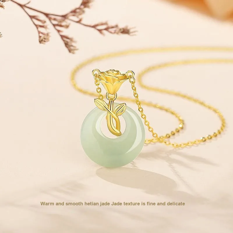 Royal Heaven's Choice Hetian Jade Pale Greenish White Jade Unisex-2