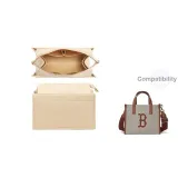 Beige MLB Tote Exclusive Felt Liner[Zippers Anti-Theft]