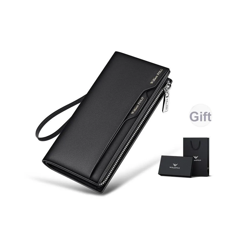 WilliamPOLO Коровья кожа Настоящая кожа Длинный кошелек Клатч Стандартный Мужской Черный Кофейный