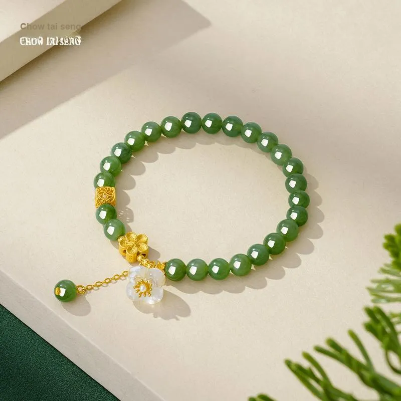 CHOW TAI SENG Hetian Jade Beads Hand Accessory Versatile #Good Luck Jasper Unisex-2