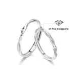 999 Fine Silver-Mobius Couple Rings[Sparkling Moissanite]