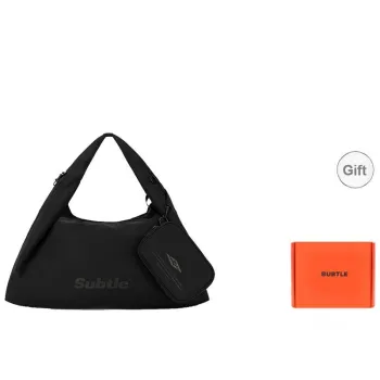 Subtle Fabric One Shoulder Handbag Large Size Unisex Ink Black