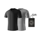 V-Neck 2 Pack (Black+Heather Gray) with Free Brand Shopping Bag!