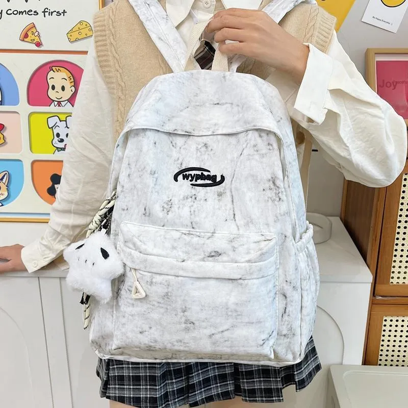 BUBM Nylon Backpack Regular Unisex White/Black/Burgundy/Blue-21