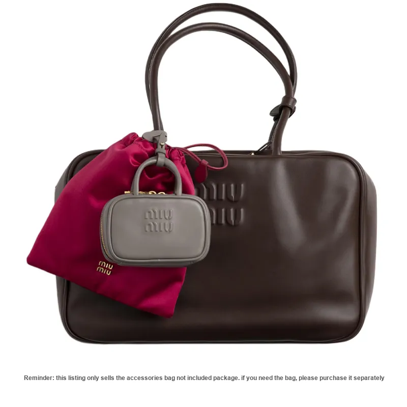 MIU MIU Calfskin Bag Charm Bag Accessory Women's Clay Gray-4