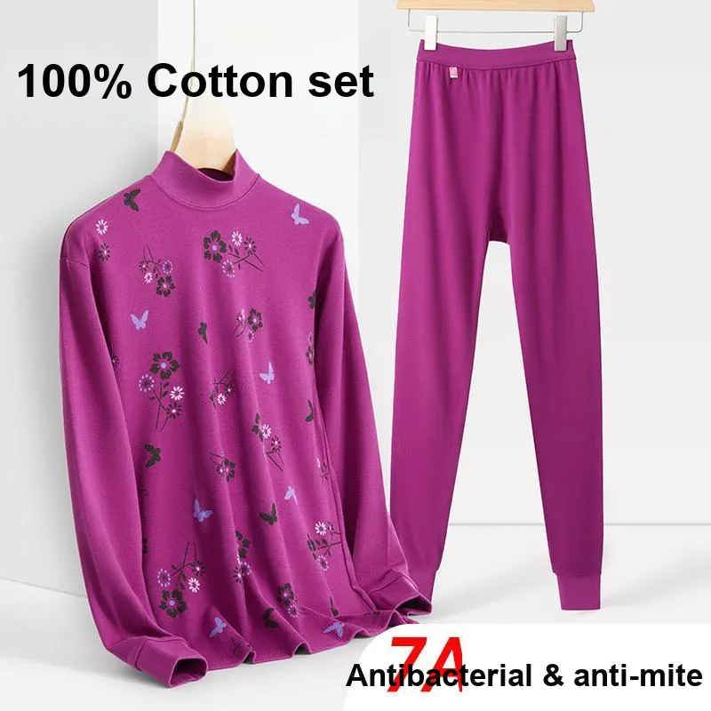 Cotton Gene Thermal Set Women's Fuchsia-2