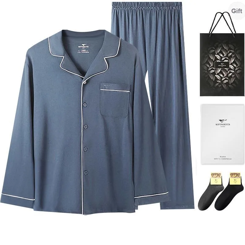 SEPTWOLVES Pajama Set Men's Gift Box Set+Shopping Bag