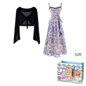 TWOPLUMGIRLS Two Piece Skirt Sets Women's Cardigan+Dress Shopping Bag