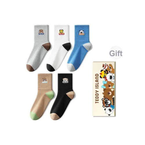 TEDDY ISLAND Белый+Коричневый+Черный+Серый+Синий Kids Носки
