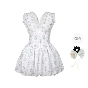 / Sleeveless Dresses Women's White+Hair Tie Comes With