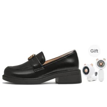 Teenmix London Travelogue, Ivy Mini Emblem JK Style Small Leather Shoes Loafers 4.5cm Women's