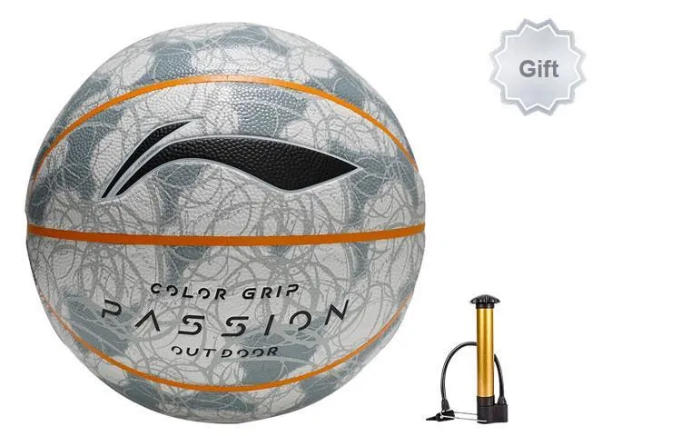 LiNing PU Basketball Gray Size 7 Training Match Unisex-4