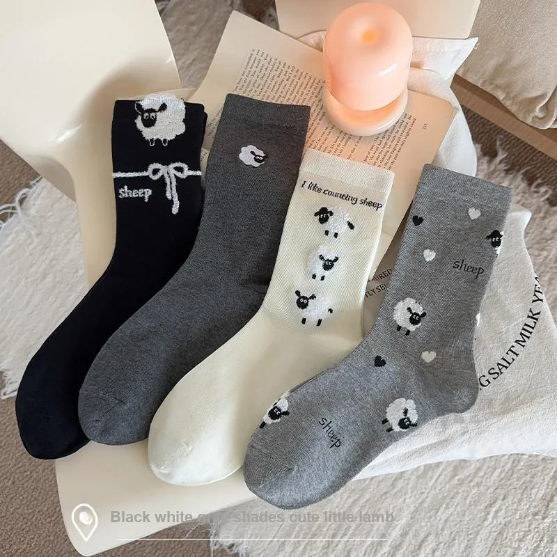 Mid Calf Socks Women's Combo Set-63