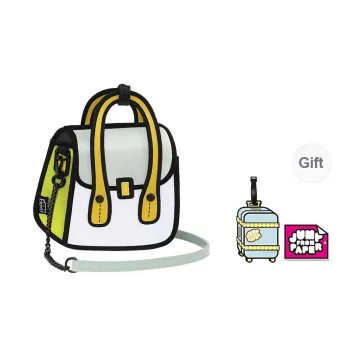 JumpFromPaper Cowhide With Polyester Chain Bag Portable Crossbody Bag Shoulder Bag Women's Neon Green