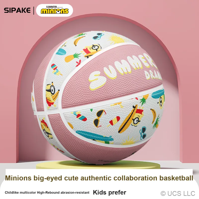 SIPAKESPORT x MINIONS Rubber Basketball Pink/White Print Size 4 Size 5 Ball Training Unisex-6