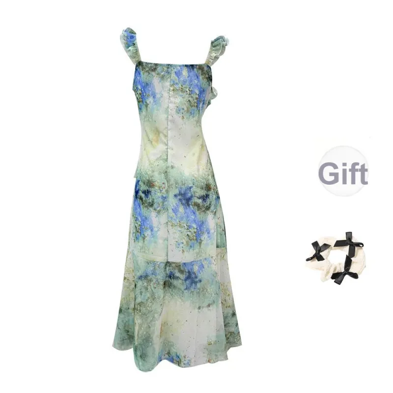 CPAURA Slip Dresses Women's Bright Blue+Bowknot Hair Tie Comes With-1