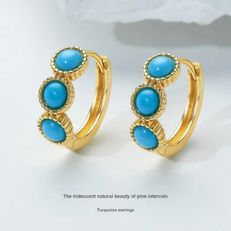 ME LUXE Turquoises Hoop Earrings, Elegant And Stylish Ear Clips Women's-1