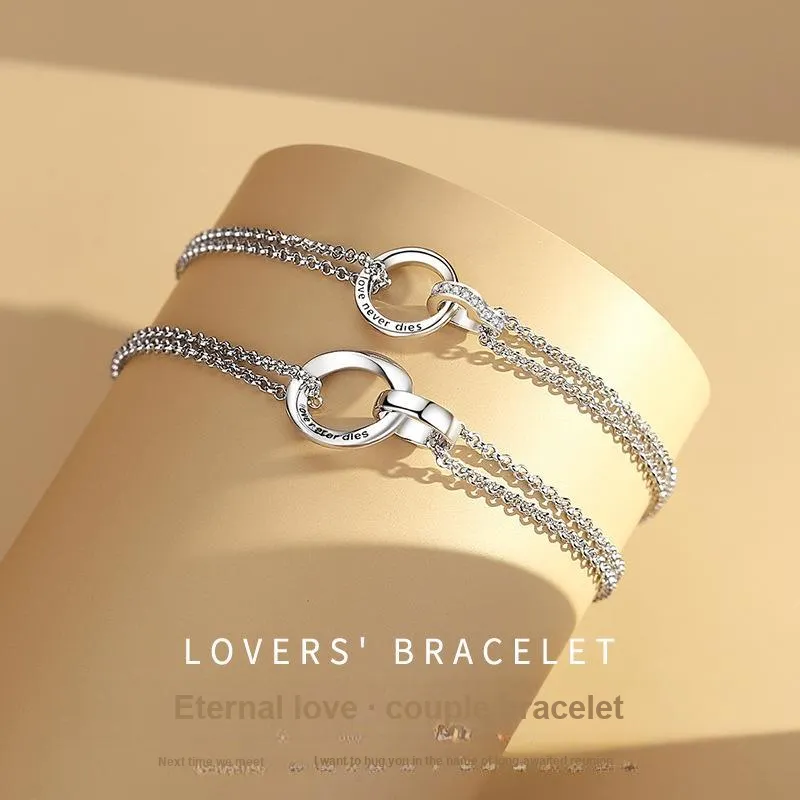 MONI JEWELLERY S925 Sterling Silver Korean Style Trendy Versatile Bracelet Unisex-4