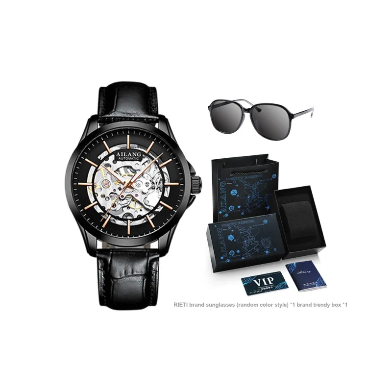 AILANG Automatic Mechanical Movement Stainless Steel Watchband Watch Men's Watches Black Dial-15