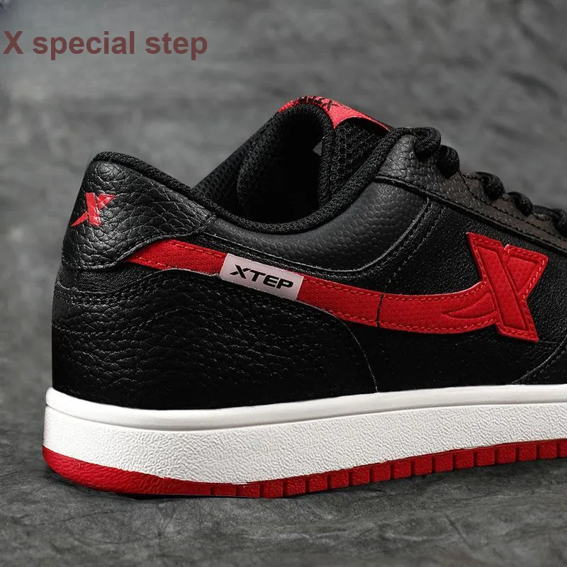 XTEP Waterproof And Wear-resistant Low-Top Skateboard Shoes Men's Black/Exceeding Red-8