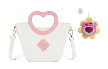 JANE KLAIN Synthetic Leather Handbag, Shoulder Bag, Crossbody Bag Women's Cream Sweet White/Pink Sweetheart
