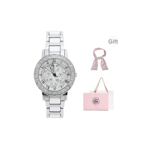 NANGL Кварцевый механизм стальной ремешок женские часы белый циферблат