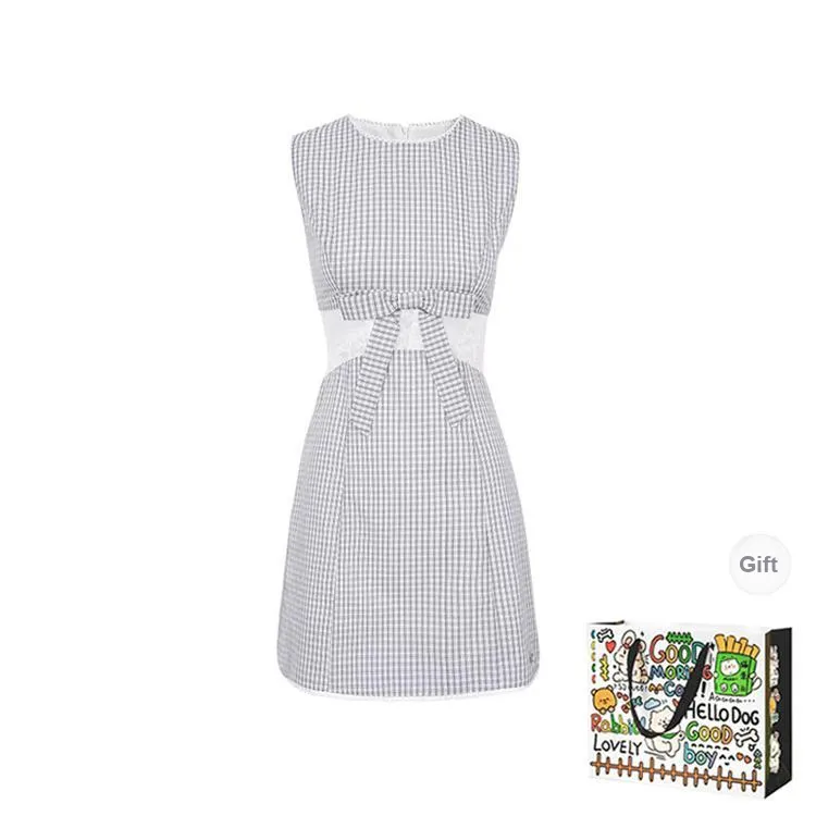 HAPG Sleeveless Dresses Women's Blue Shopping Bag Included-0