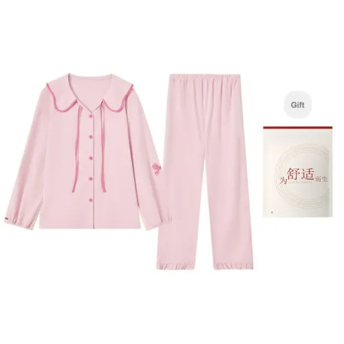 Red Beans At Home Pajama Set Women's Pink