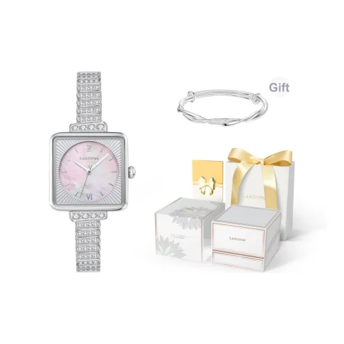 LANZOOM Квадратный и Круглый Розовый Оболочка Часы ZLS Fashion Minimalist Style Женские Часы Кварцевый Механизм