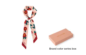 LOST PATTERN Silk Scarves Women's Tea Red/Gray Blue/Dark Coffee