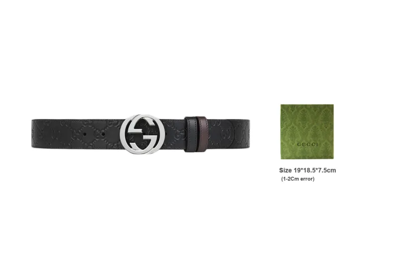 GUCCI Signature Double Sided Smooth Buckle Women's Width 3.7CM-0