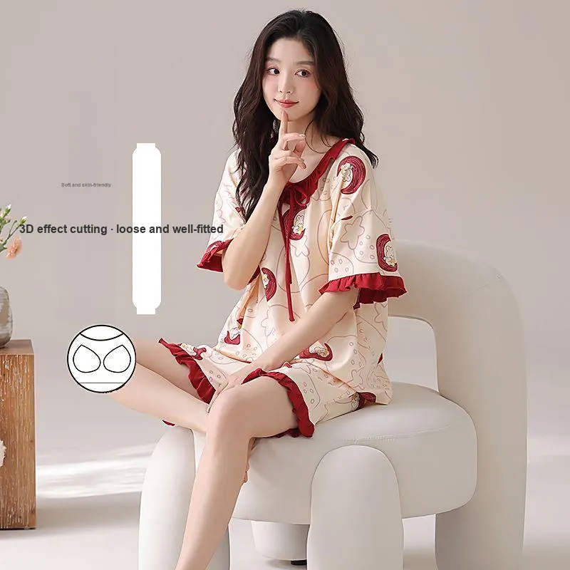XISHE Pajama Set Women's Burgundy-3