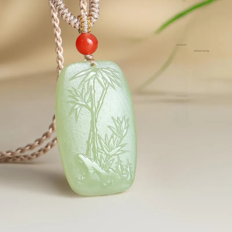 YINXIANGMOU Hetian Jade Necklaces Pale Greenish White Jade Unisex-4