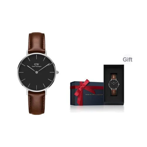 Daniel Wellington DW Женские часы Кварцевый механизм Кожаный ремешок 32 мм Черный циферблат Женские часы