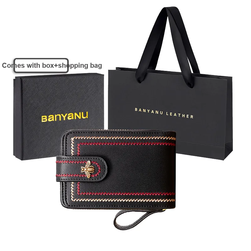 Banyanu Cow Leather Card Holder Regular Women's Jasper/Burgundy/Black/Peacock Blue/Brown/Antique Yellow-16