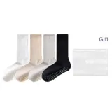 [Sole Full Silicone Anti-Slip Yoga Socks]White+Beige+Light Gray+Black