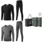 2 Set Underwear (Black+Dark Heather Gray) Thickened and Fleece-Lined/Classic Round Neck/Easy-on Cuffs