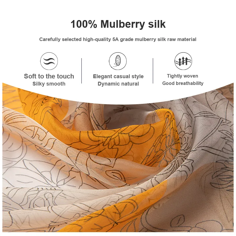 H YXIANG Silk Scarves Women's-23