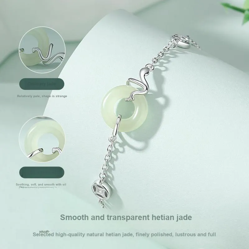 JINLIUFUJIXIANG Hetian Jade Bracelets White Jade/Pale Greenish White Jade Women's-3
