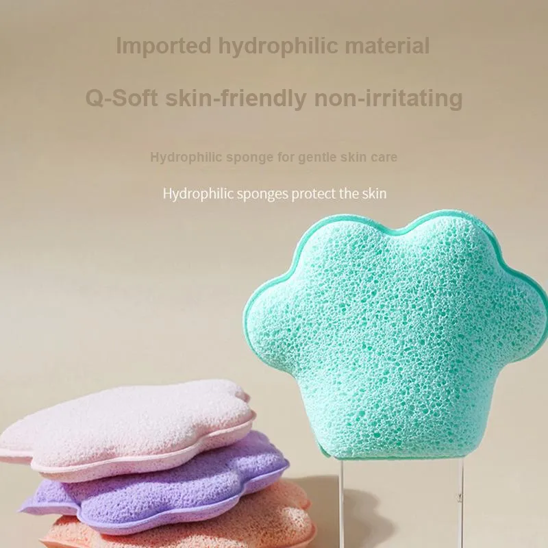 JIANYINGSHU Mesh Cat Paw Shaped Cleansing Sponge For Face Deep Cleaning Foam Rich Makeup Removal Tool-3