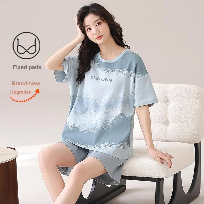 CHUDUAN Pajama Set Women's Light Blue-1