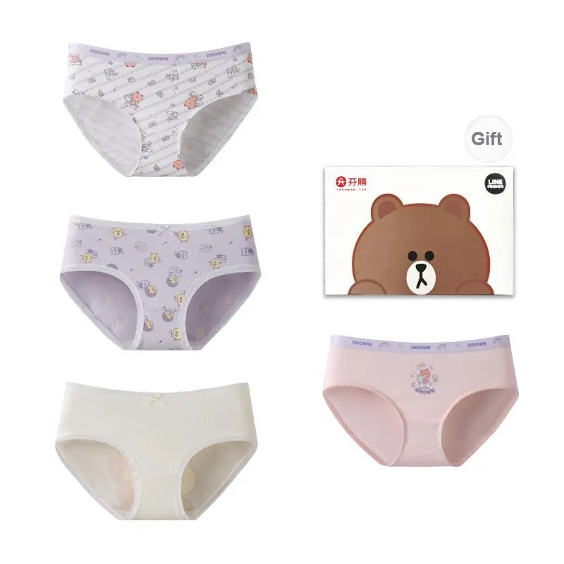FENTENG x LINE FRIENDS Brown Bear Underpants Women's 4 Pack-4