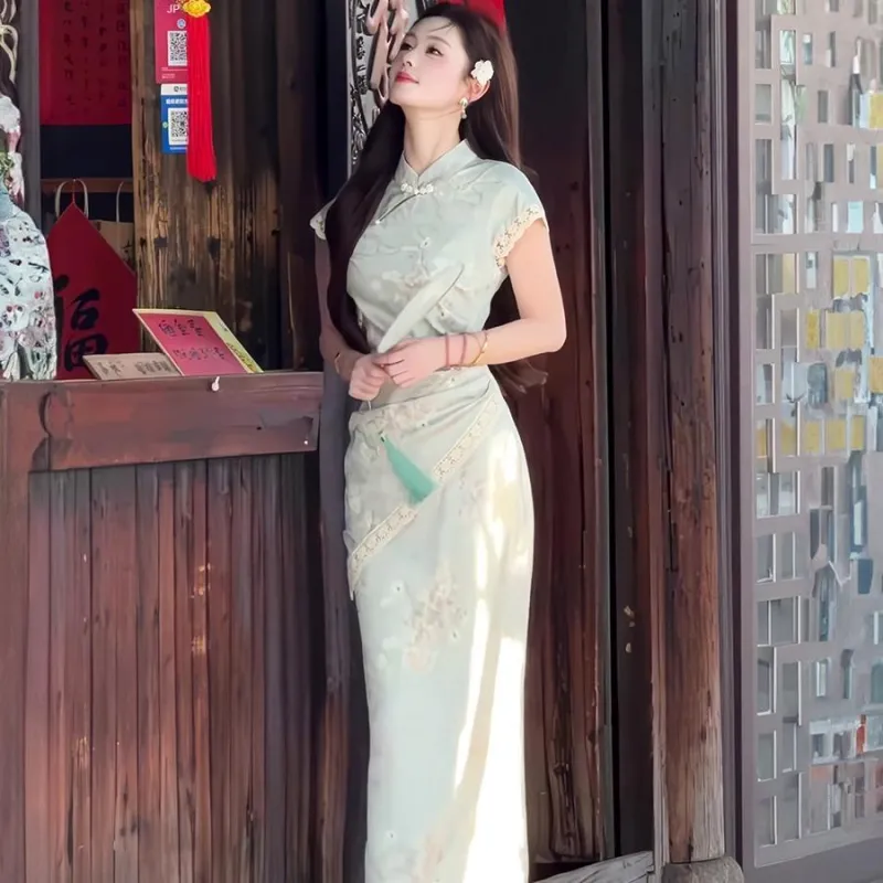 Mu Xiao Xin Cheongsams Women's Light Green-3