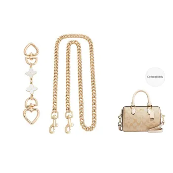 Metal Pearl Chain Coach Mini Boston Crossbody Shoulder Strap Accessories Bag Strap Women's Straight Gold/Brilli