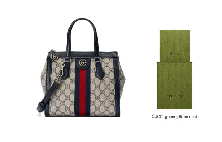 GUCCI Ophidia Canvas With Leather Tote Bag Shoulder Bag Crossbody Bag Handbag Small Size Women's Blue/Beige-7