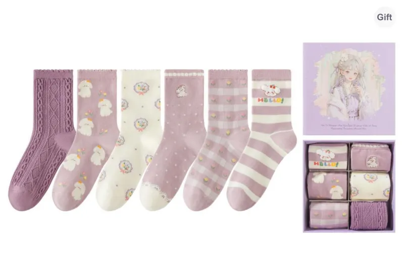 Caramella Mid Calf Socks Women's 6 Pack-10