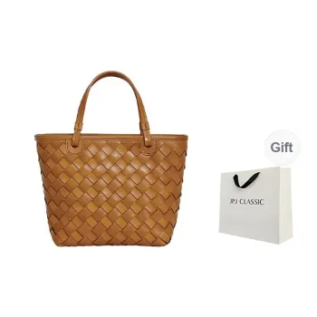 JPJ Top Grain Vegetable Tanned Cow Leather Basket Bag, Shoulder Bag, Crossbody Bag, Handbag Women's Multicolor