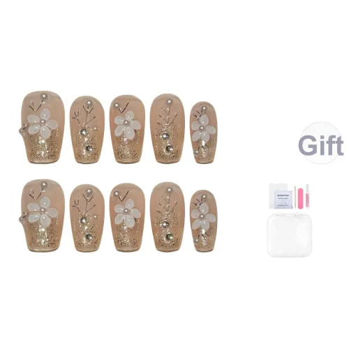 Fanze Кошачий глаз Молочно-чайный Османтус Элегантность Элегантный Осветляющий False Nail Средний LADDER Розовый Румяна Стойкий 20 мм