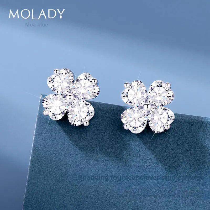 MOLADY S925 Silver Stud Earrings Women's-1