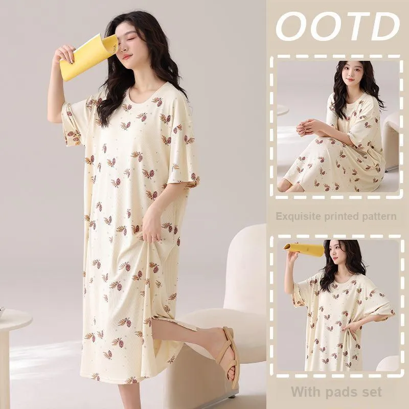 XISHE Nightgown Women's Light Yellow-1